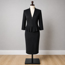 Phase Eight Zuria Knit Peplum Dress UK 10 Black Smart Office Occasion BNWT '