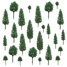 25 Pcs Mixed Model Trees Fake Miniature Pine Trees for Diorama Crafts, 1"-5.1"