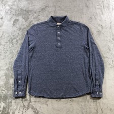 Johnnie-O Hangin' Out Polo Shirt Mens Medium Blue Indigo Elliot Long Sleeve