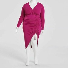 Nina Parker Women's Pink Ruched Slinky Dress Plus Size 2X