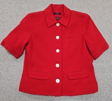 Chaps Womens Jacket Blazer Red Short Sleeve Button Front Size 10