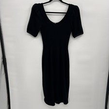 Vintage St. John Santana Knit Dress Size 2 Black Old Money Split Sleeve Classic