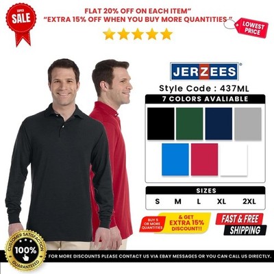 Jerzees Mens Spotshield Long Sleeve Jersey Polo Shirt 437ML