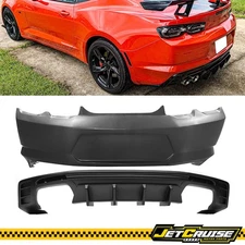 Fits 19-24 Chevy Camaro OE Style Rear Bumper Cover W/ Matte Black Rear Diffuser