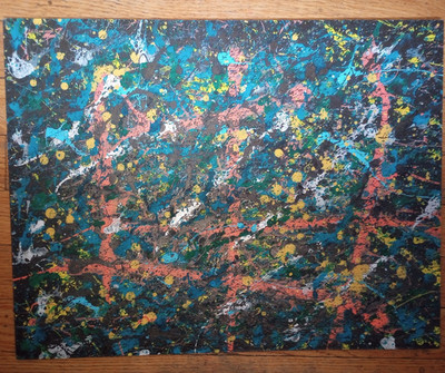 Kelly McCoy Abstract Splatter Acrylic Original Unframed On Particle Board