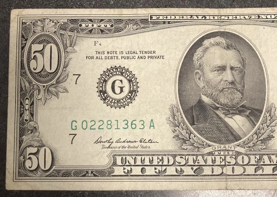 Series 1969 50 Dollar Bill Federal Reserve Note - Image 2 of 4