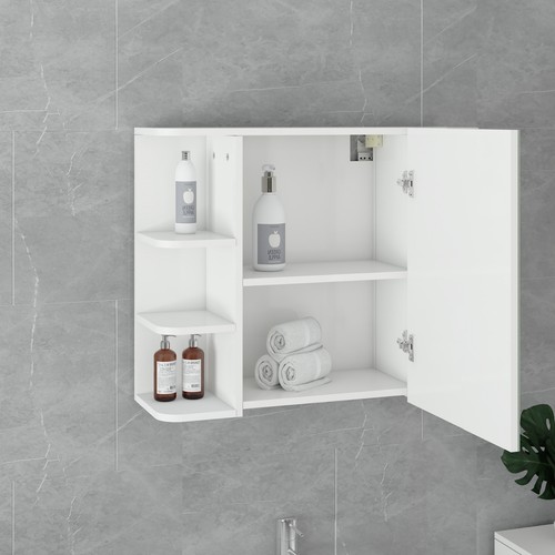 Set de 2 muebles de baño colgante madera MDF espacio entreabierto bajo lavabo - Imagen 6 de 9