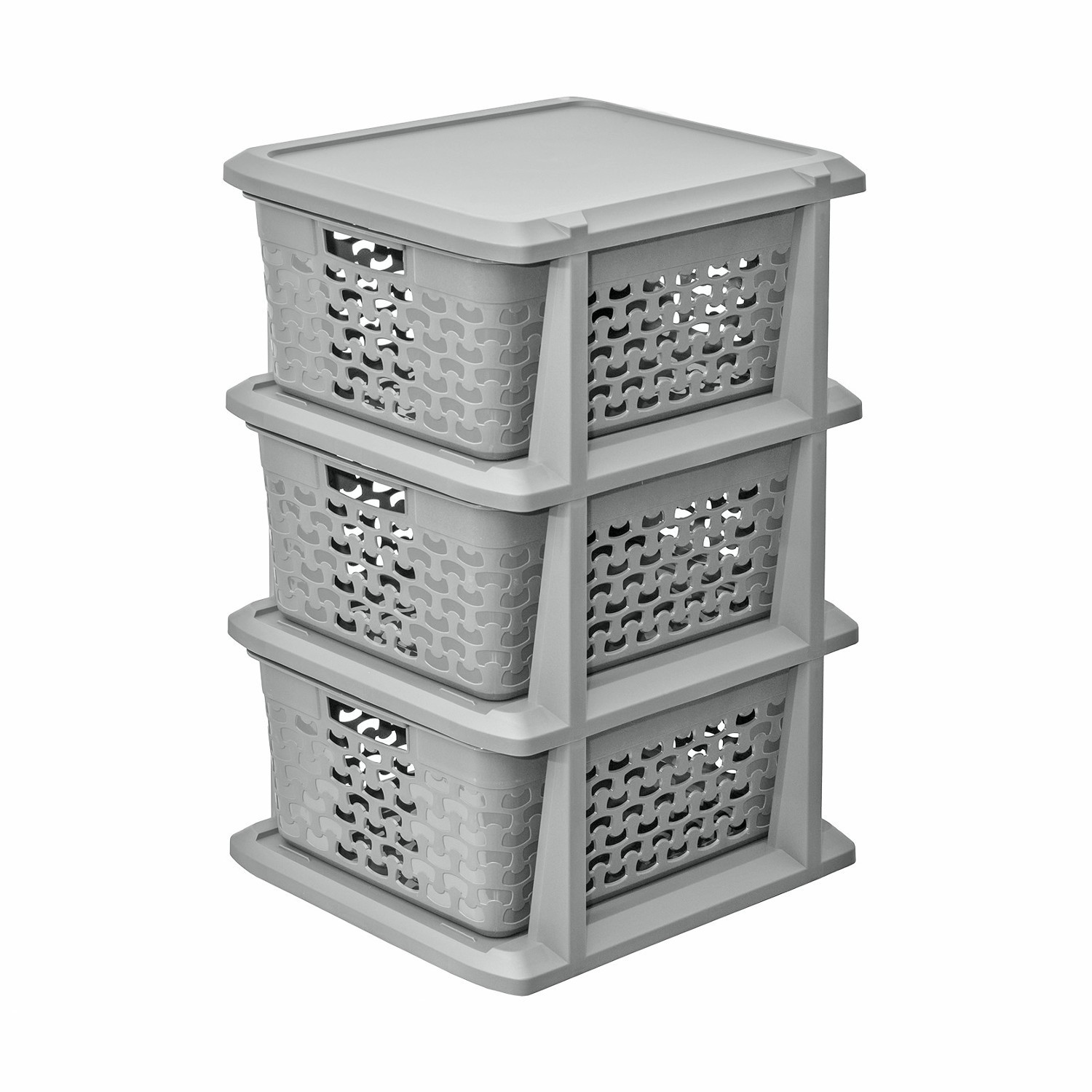 Organisateur 3 compartiments au design épuré gris avec support stable