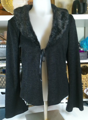 Y2k Black Ribbon Bow Cardigan My Michelle Sweater Wimsy Goth Dark Academia SizM