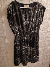 Michael Kors Little Black And White Paint Splattered Dress Size XL