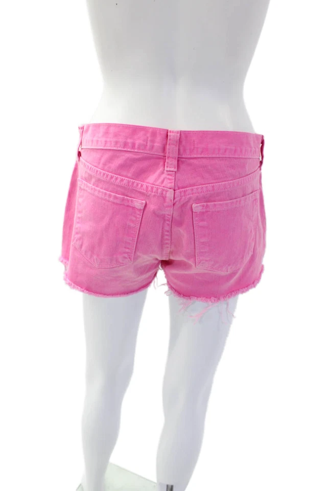 Mini pantalones cortos de mezclilla rosa talla 26 marca J Distress de tiro medio Foto 3 de 4