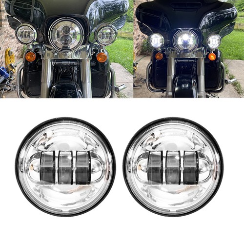 Pair 4.5 inch LED Spot Fog Passing Lights For Harley Touring Road King FLHR - Picture 3 of 12