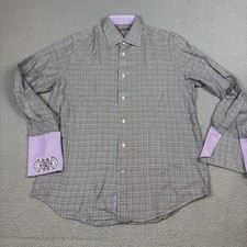 Robert Graham Shirt Mens 41-16 Medium Houndstooth Long Sleeve French Cuff