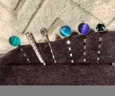 Green Blue Purple Pink Hair bobby pins lot, 5