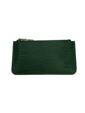 LOUIS VUITTON Pochette Cle Epi Leather Green Plain Women's