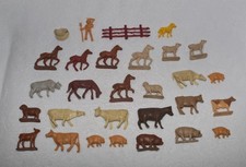 Vtg Farm Animals Mini Figures Toys Lot of 29 Cows Sheep Horses Pigs Chicken Etc