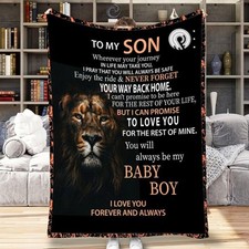 Lion Fleece Blanket For Son - Custom Lion Keepsake Throw From Parents For Son