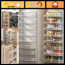 8-Tier Over the Door Pantry Organizer - Adjustable Metal Spice Rack, Wall Mount