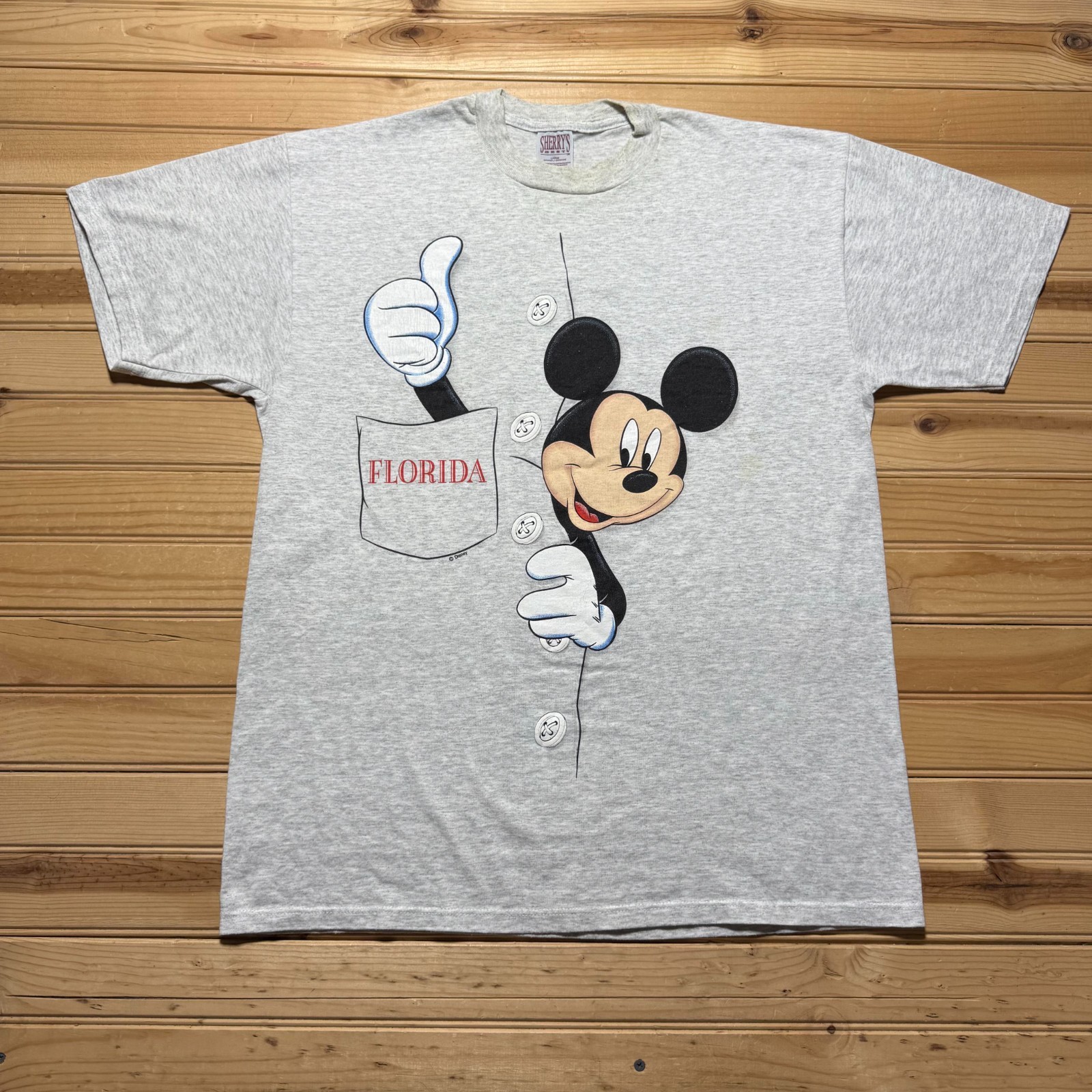 Vintage 90s Disney Mickey Mouse Florida Cartoon Graphic Heather T-Shirt - Large