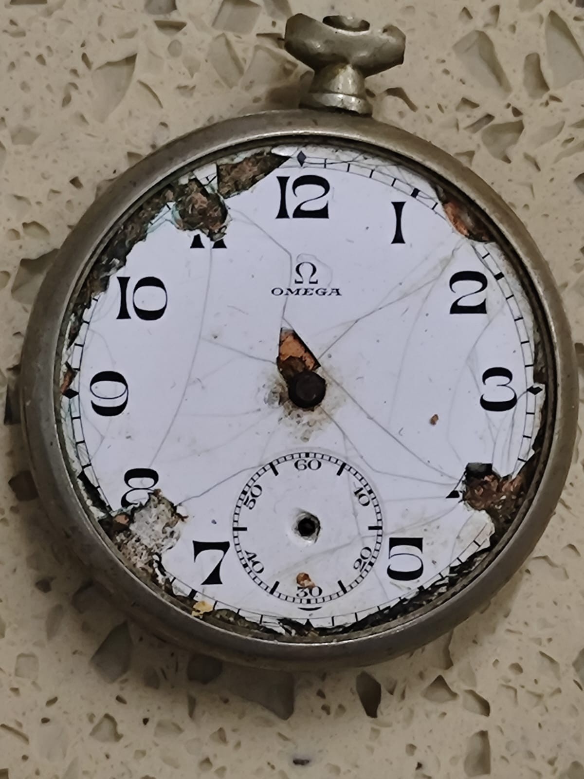 Vintage Omega Pocket Watch 40.6   Not work Balance good  for parts