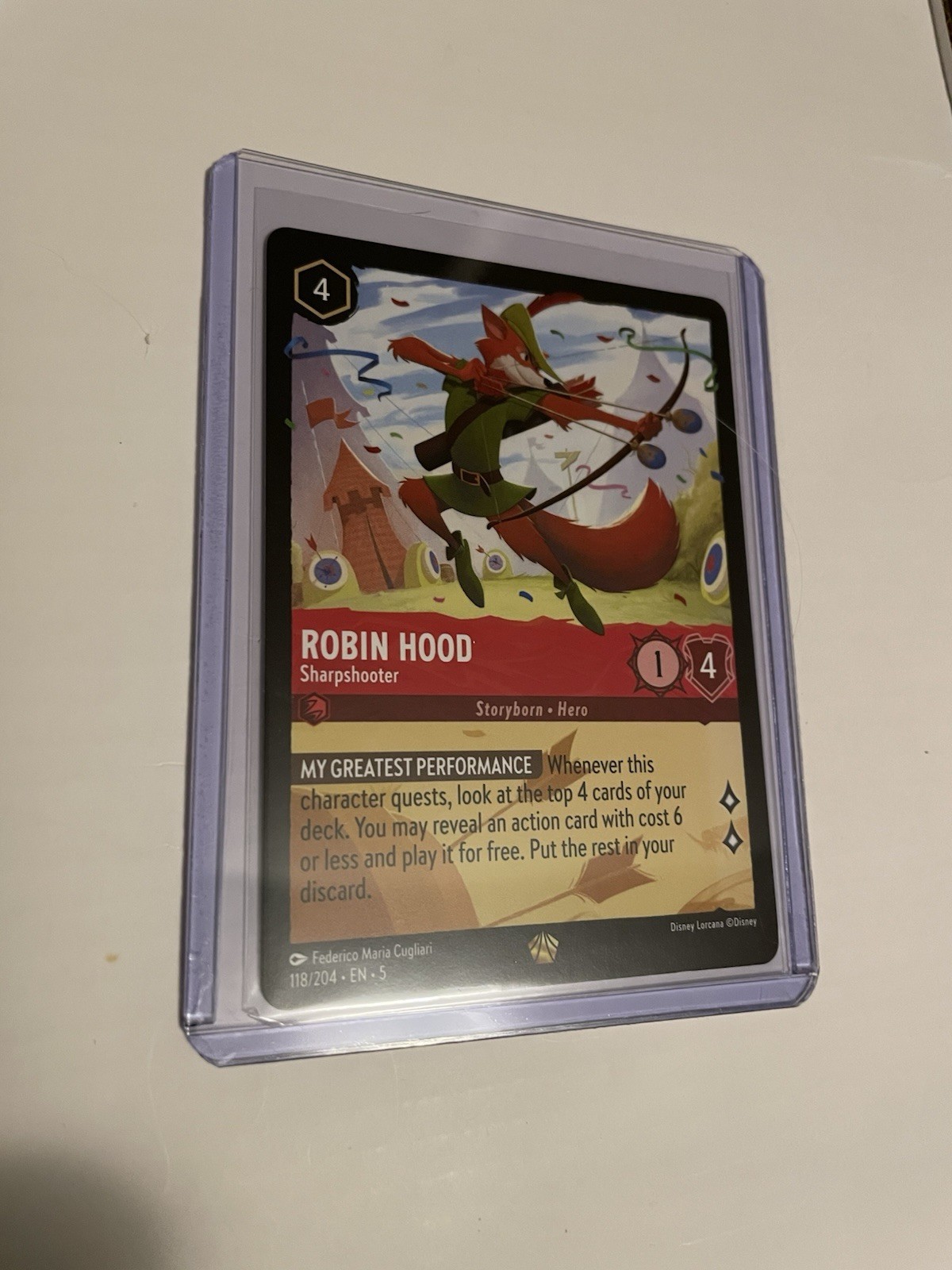 Robin Hood - Sharpshooter 118/204 Shimmering Skies Legendary Disney Lorcana NM/M