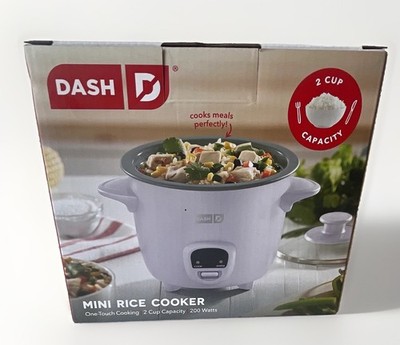 DASH Mini Electric Rice Cooker 2 Cup 200W Purple 2 Settings DRCM20006