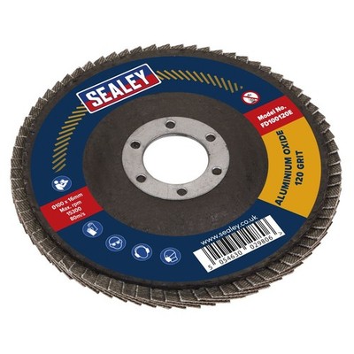 Sealey Flap Scheibe Aluminiumoxid Ø100Mm Ø16Mm Bohrung 120Körnung FD100120E
