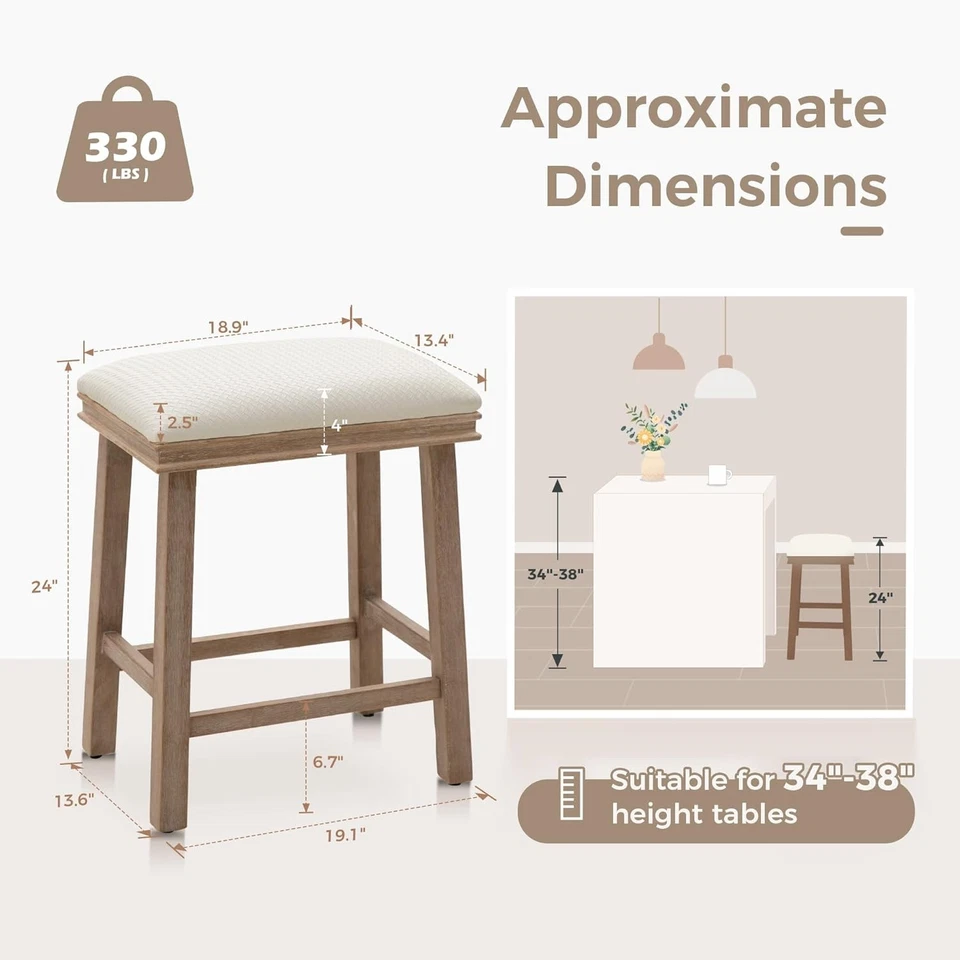 24" Bar Stool Counter Height Barstool Set of 4/3/2/1 PU Leather Dining Chair - Image 2 of 4