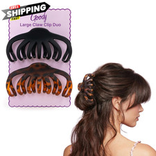 Goody SlideProof Large Hair Clips, Stylish, 2 Count Pack of 1 , Black/Tort