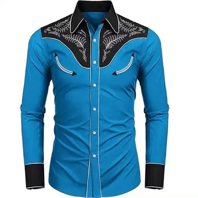 #ad #ad Men#x27;s Western Cowboy Shirt Long Sleeve Retro Printing Casual Buttons Down Shirt $19.96