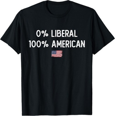 0% Liberal 100% American Zero Percent Liberal US Flag Retro T-Shirt