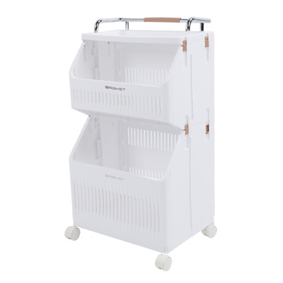 (2 Ebenen) Rollbarer Aufbewahrungswagen Multifunktionaler Organizer DE