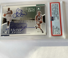 MICHAEL JORDAN/LARRY BIRD 2003 SP Game Used Extra Significance  PSA8/Auto 9 3/25