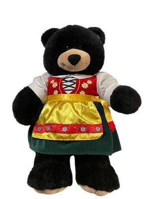 Build A Bear Black Bear Euro Flower Girl Outfit Dress European German Swiss EUC