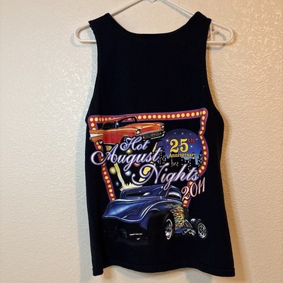 Vintage Cars Show Tank Top Shirt Adult Small White Hot August Nights Reno 90s