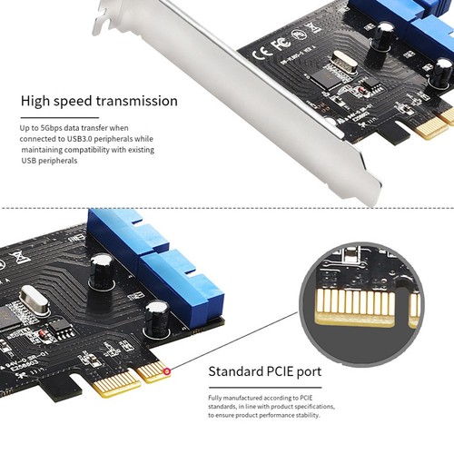 PCI Express USB 3.0 19 Pin Expansion Card PCIE 1X to 2 Ports USB 3 19 Pin8791 - Afbeelding 4 van 6