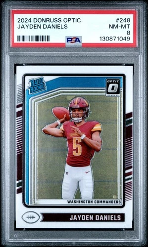 2024 PANINI DONRUSS OPTIC #248 JAYDEN DANIELS ROOKIE RC PSA 8