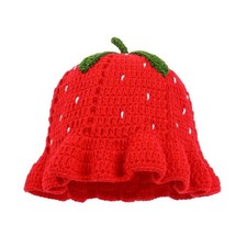 Strawberry Bucket Hat Handmade Strawberry for Dress Casual Wear Party Headgear