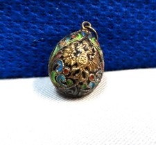 Russian Sterling Cloisonne Egg Coat Of Arms And Red Cross Pendent