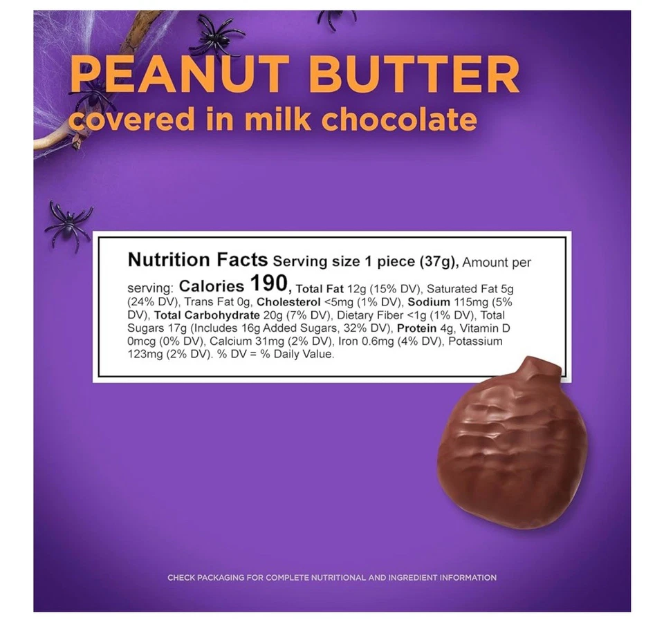 RUSSELL STOVER Halloween Milk Chocolate Peanut Butter Pumpkin, 1.3 oz (Pack 18) - Image 2 of 4