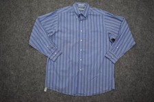 IZOD Shirt Large 16 32/33 Blue Button Up Pocket Long Sleeve Easy Care Cotton Men