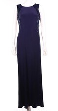 ALEX EVENINGS 134098 Women's Blue Embellished Side 'Column' Gown Sz 12