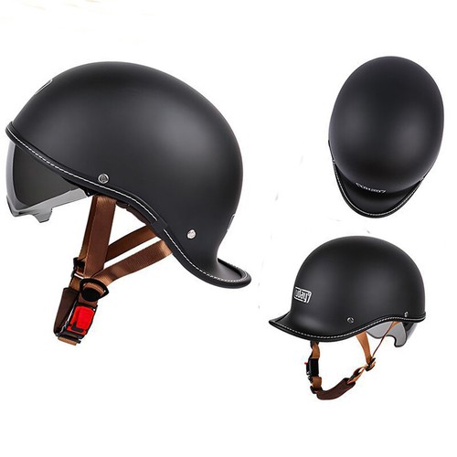 Half Motorbike Beanie Helmet Cap Skid Scooter Chopper Helmet +Sun Visor DOT - Picture 36 of 37