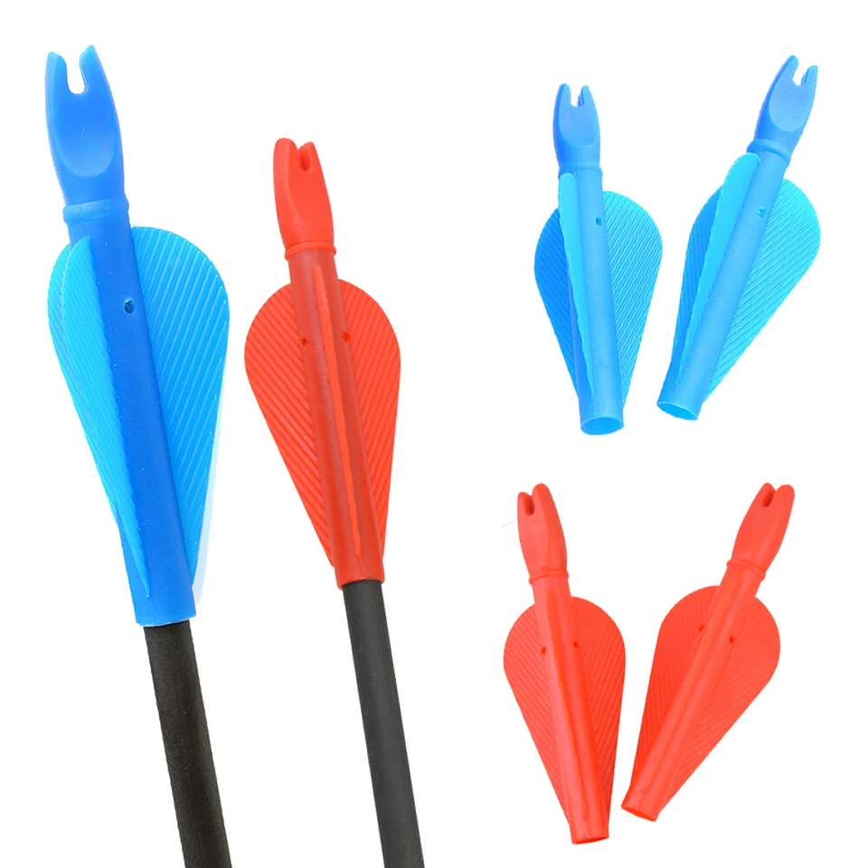 Archery Arrow Nocks 8mm Arrow Shaft Conjoined Plastic Vane Glue-on Nock Hunt DIY - Image 2 of 4