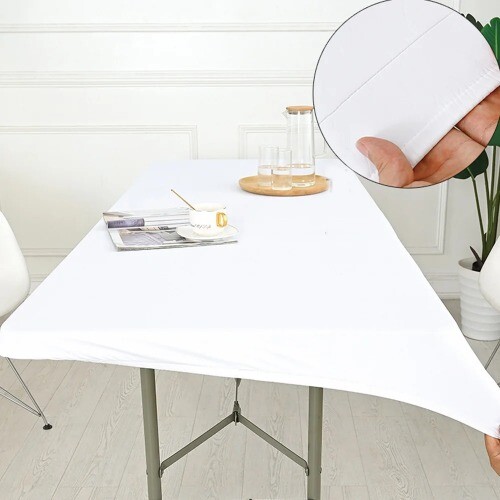 4/6/8FT Oilproof Table Cover PU Leather Waterproof Stretch Party Desk Cover - Picture 21 of 31