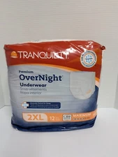 Tranquility Premium Overnight Underwear Adult 2XL Max Capacity 12 Ct New Pullups