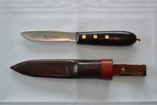 altes Jagt-/ Fahrtenmesser/ Drop-Point-Klinge m. Ledertasche, von C.JUL.HERBERTZ