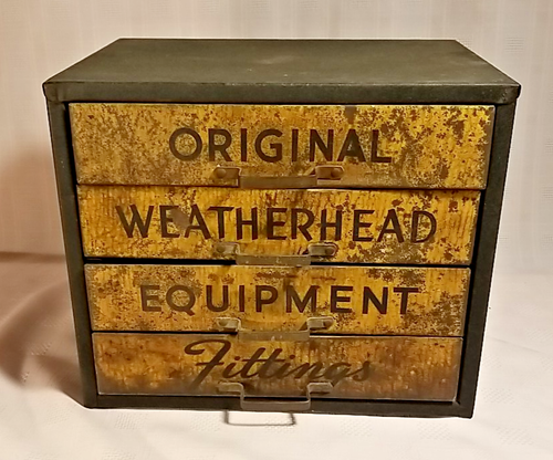 Vintage Original Weatherhead Equipment Fittings 4 Drawers Advertising Cabinet - Picture 8 of 16
