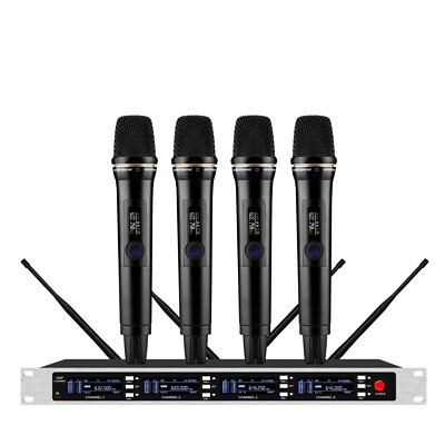 4 Channel True Diversity Wireless Performance Microphone Dynamic Handheld Mic
