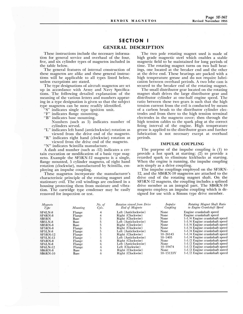 Bendix Scintilla SB, SF Series Magnetos Service Instructions